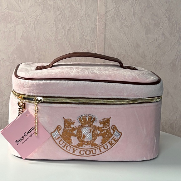 Juicy Couture Handbags - Juicy Couture Pink Cosmetic Bag Travel Case Train Case with Scottie Dogs